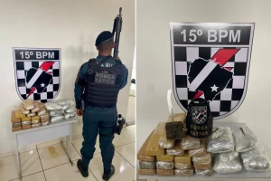 Foto: Droga foi apreendida pela Força Tática durante abordagem a ônibus no termi