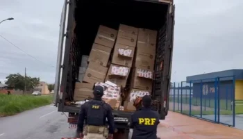 Carga de cigarros apreendida — Foto: Carga de cigarros apreendida - Foto: PRF/Di