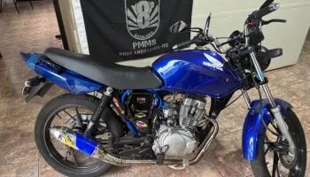 Motocicleta com escapamento adulterado foi removida ao pátio do Detran em Nova A