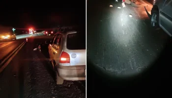 Motociclista foi socorrido pelos bombeiros após colisão com carro no km 144 da B