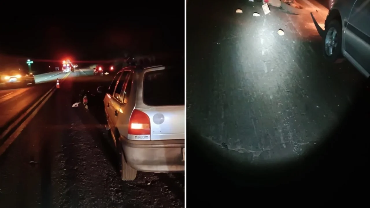 Motociclista foi socorrido pelos bombeiros após colisão com carro no km 144 da B