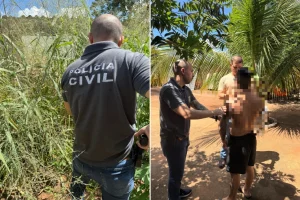 Momento da prisão do suspeito — Foto: Momento da prisão do suspeito - Foto: Polí