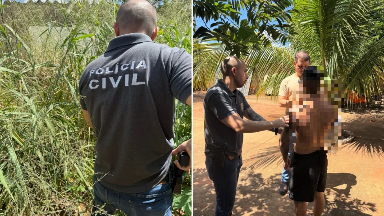 Momento da prisão do suspeito — Foto: Momento da prisão do suspeito - Foto: Polí