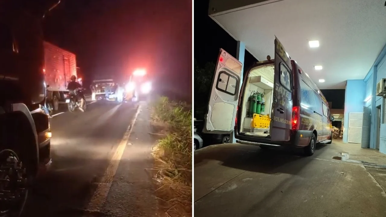Ciclista foi socorrido após queda na MS-134, entre Nova Andradina e Batayporã, m