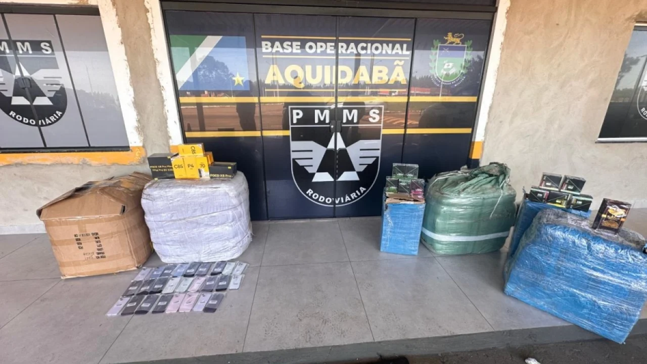 Foto: PMR apreendeu eletrônicos, medicamentos, anabolizantes e outros produtos e