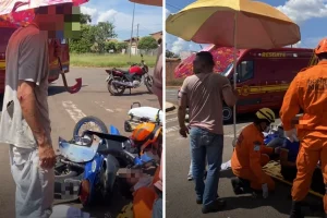 Foto: Acidente entre moto e motoneta deixa motociclista ferida no Celina Gonçalv