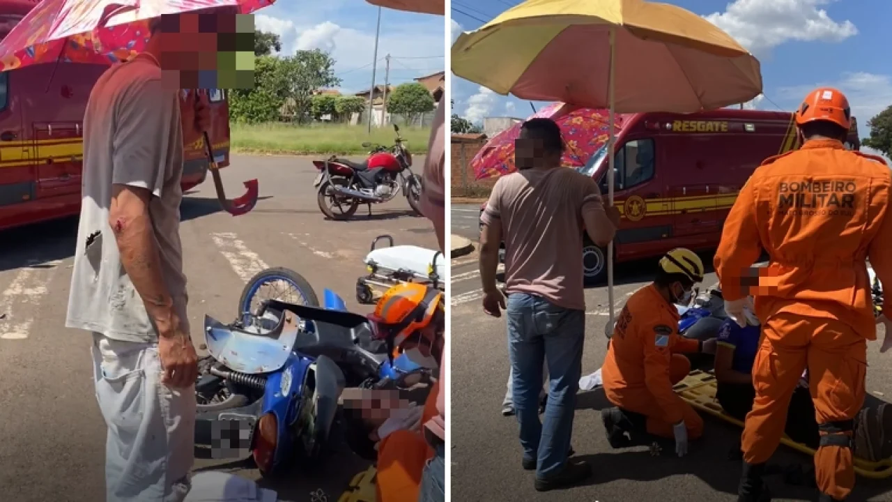 Foto: Acidente entre moto e motoneta deixa motociclista ferida no Celina Gonçalv