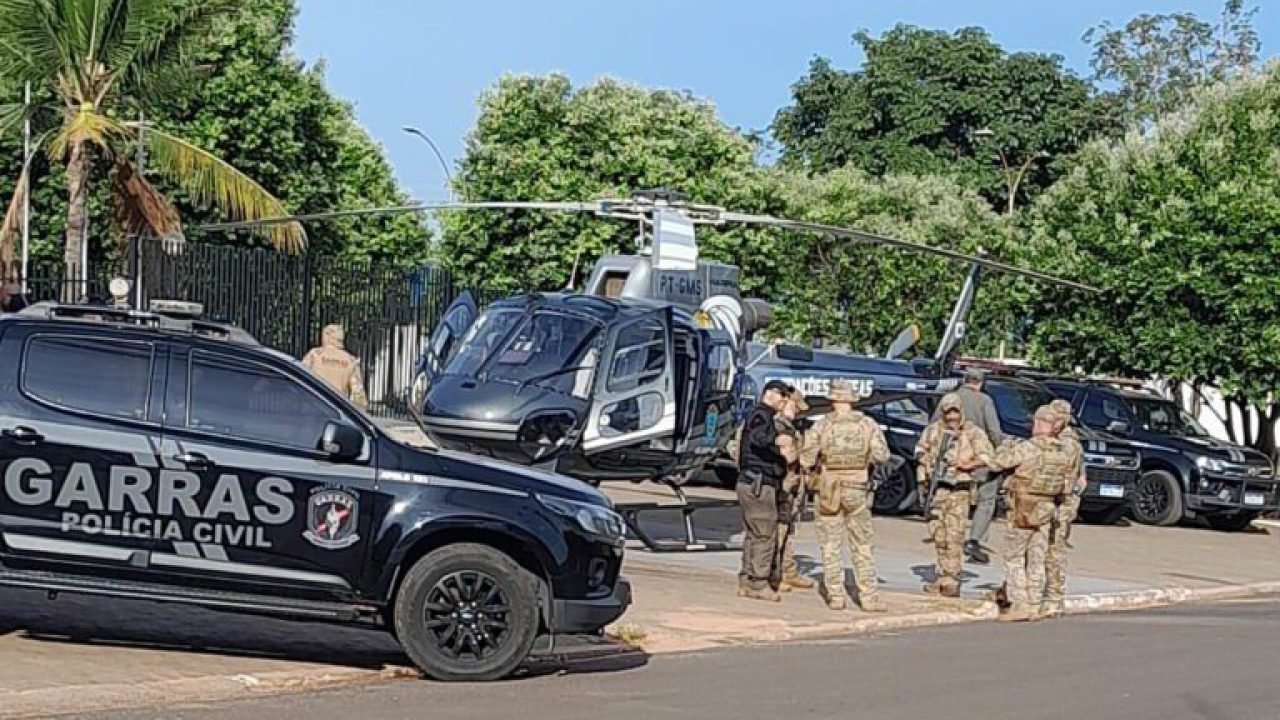 Foto: Operação do Garras contou com helicóptero. (Foto: Reprodução/Coxim Agora)