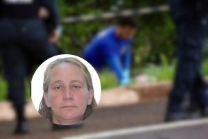 Peritos realizando os levantamentos no local onde Maria foi executada pela prima