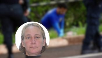 Peritos realizando os levantamentos no local onde Maria foi executada pela prima