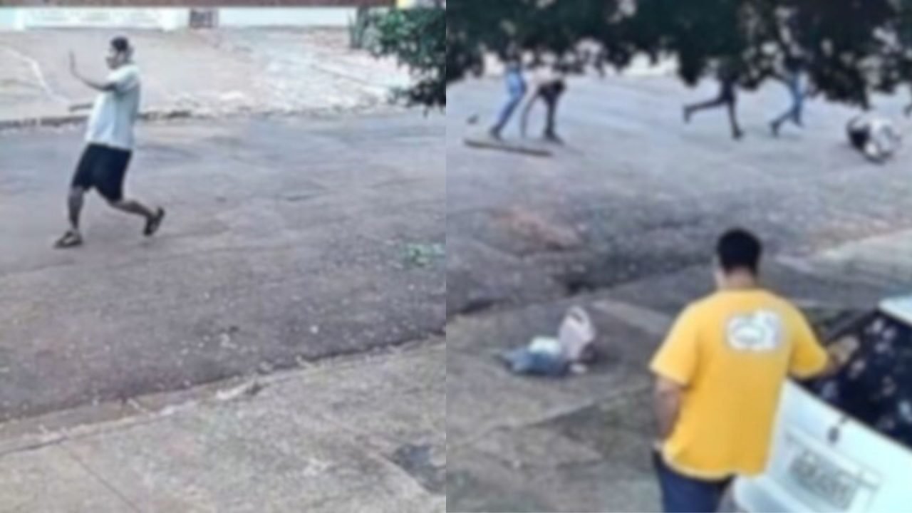 Foto: Espancamento foi flagrado por câmeras de segurança. (Reprodução, Câmeras d