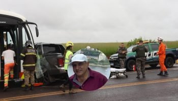 A caminhonete Amarok que estava na MS-040 e bateu em um ônibus. — Foto: Claudine