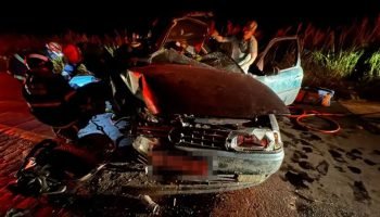 Acidente que deixou homem preso às ferragens na MS-276. — Foto: Acidente que dei