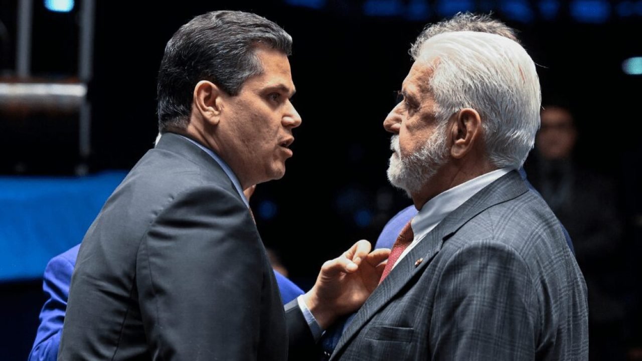 Foto: Presidente do Senado, Davi Alcolumbre (União-PA), e o senador Jaques Wagne