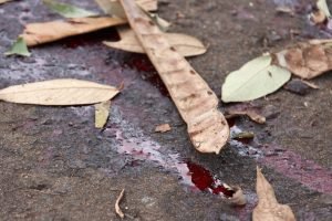 Local onde a vítima foi esfaqueada. — Foto: Local onde a vítima foi esfaqueada.