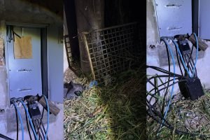 Padrão violado e fios cortados após furto em igreja — Foto: Padrão violado e fio