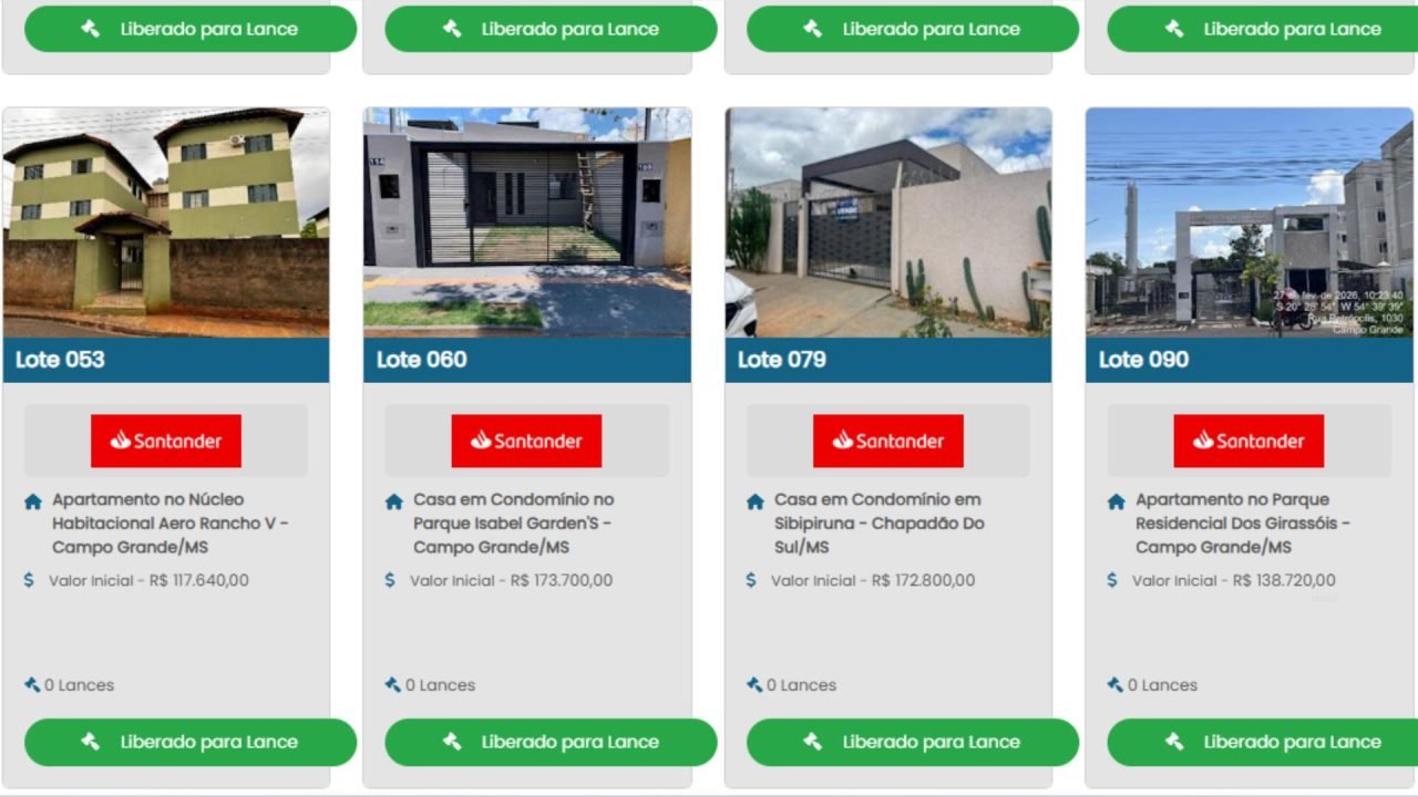 Imóveis estão localizados em Campo Grande e em algumas cidades do interior de MS