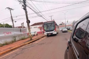 Ônibus estragado na Avenida Júlio de Castilho (Foto: Leitor Midiamax)