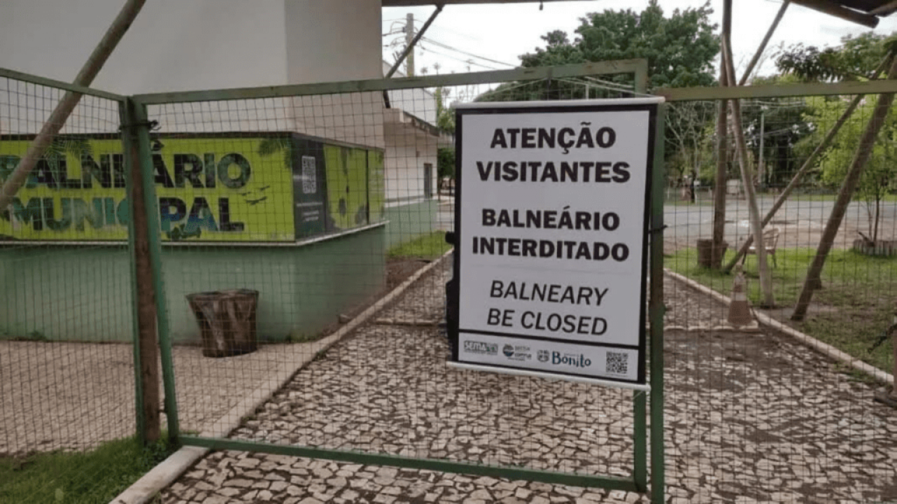 Balneário Municipal de Bonito foi fechado (Foto: reprodução)