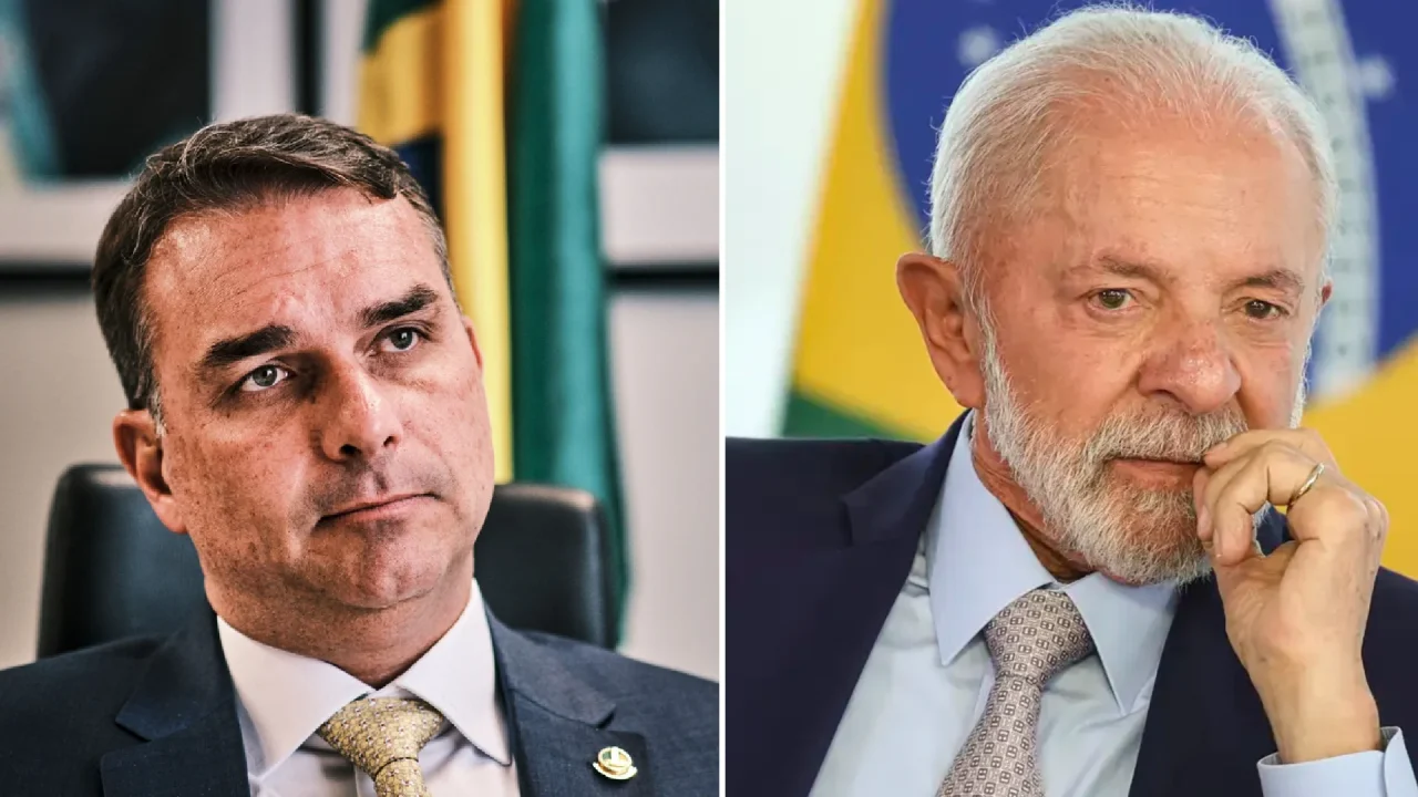 O senador Flávio Bolsonaro e o presidente Lula. — Foto: O senador Flávio Bolsona