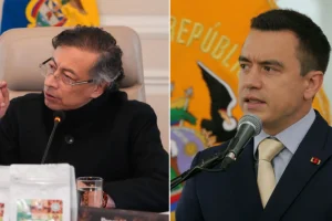 Presidentes Gustavo Petro (Colômbia) e Daniel Noboa (Equador). — Foto: President
