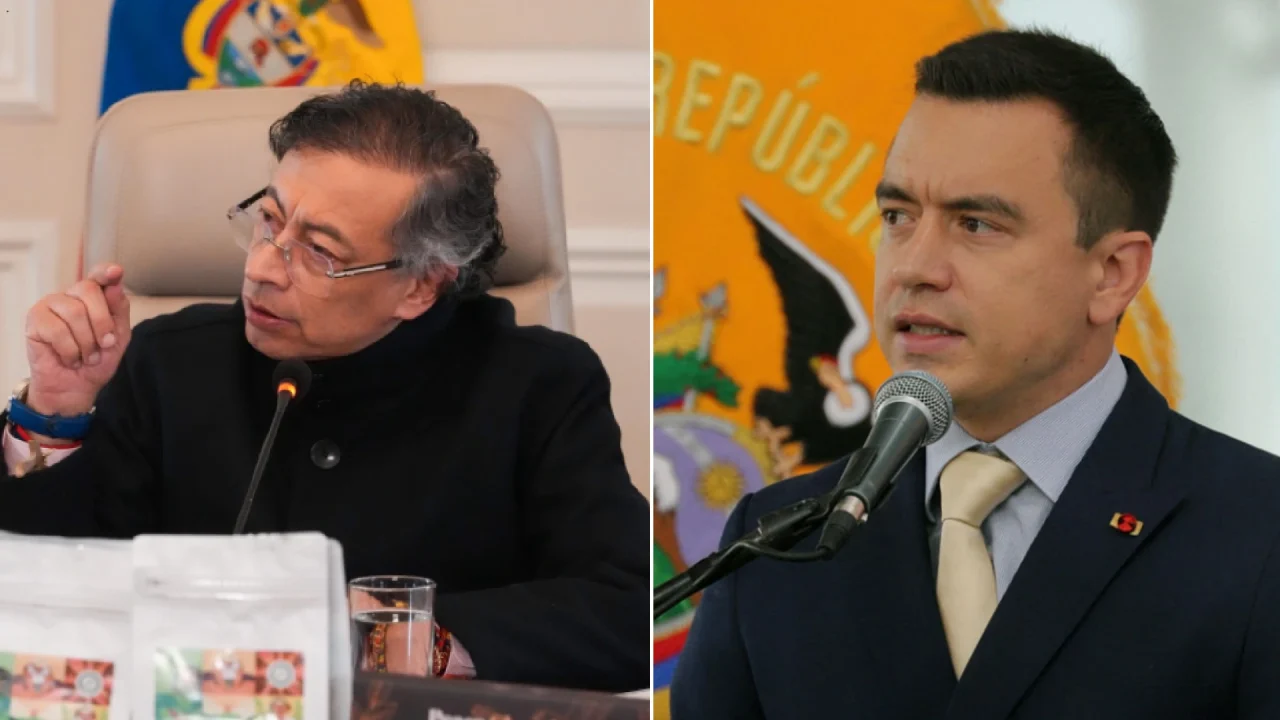 Presidentes Gustavo Petro (Colômbia) e Daniel Noboa (Equador). — Foto: President