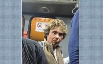 Mulher espanhola presa por injúria racial, em Guarulhos, pela Polícia Federal. —