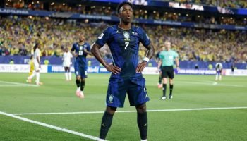 Vini Jr. já marcou dois gols na Copa do Mundo de 2026 — Foto: Vini Jr. já marcou