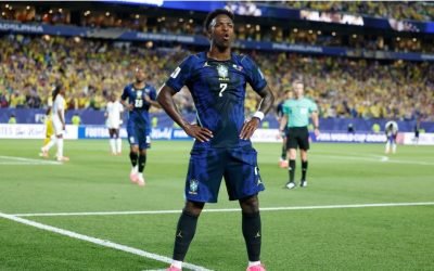Vini Jr. já marcou dois gols na Copa do Mundo de 2026 — Foto: Vini Jr. já marcou