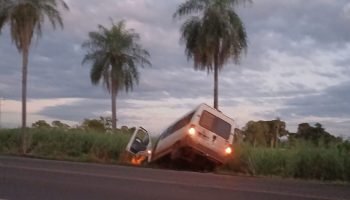 Foto: Motorista foi forçado a jogar a van para fora da rodovia. (Foto: Leitor Mi