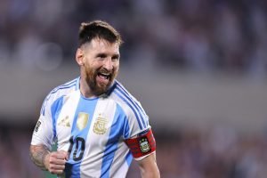 Messi durante partida pela Argentina — Foto: Messi durante partida pela Argentin