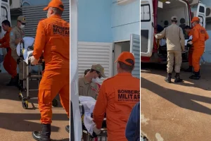 Homem foi socorrido pelo Corpo de Bombeiros. — Foto: Homem foi socorrido pelo Co