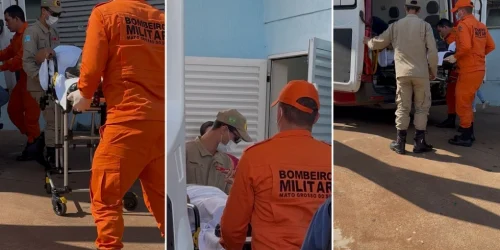 Homem foi socorrido pelo Corpo de Bombeiros. — Foto: Homem foi socorrido pelo Co