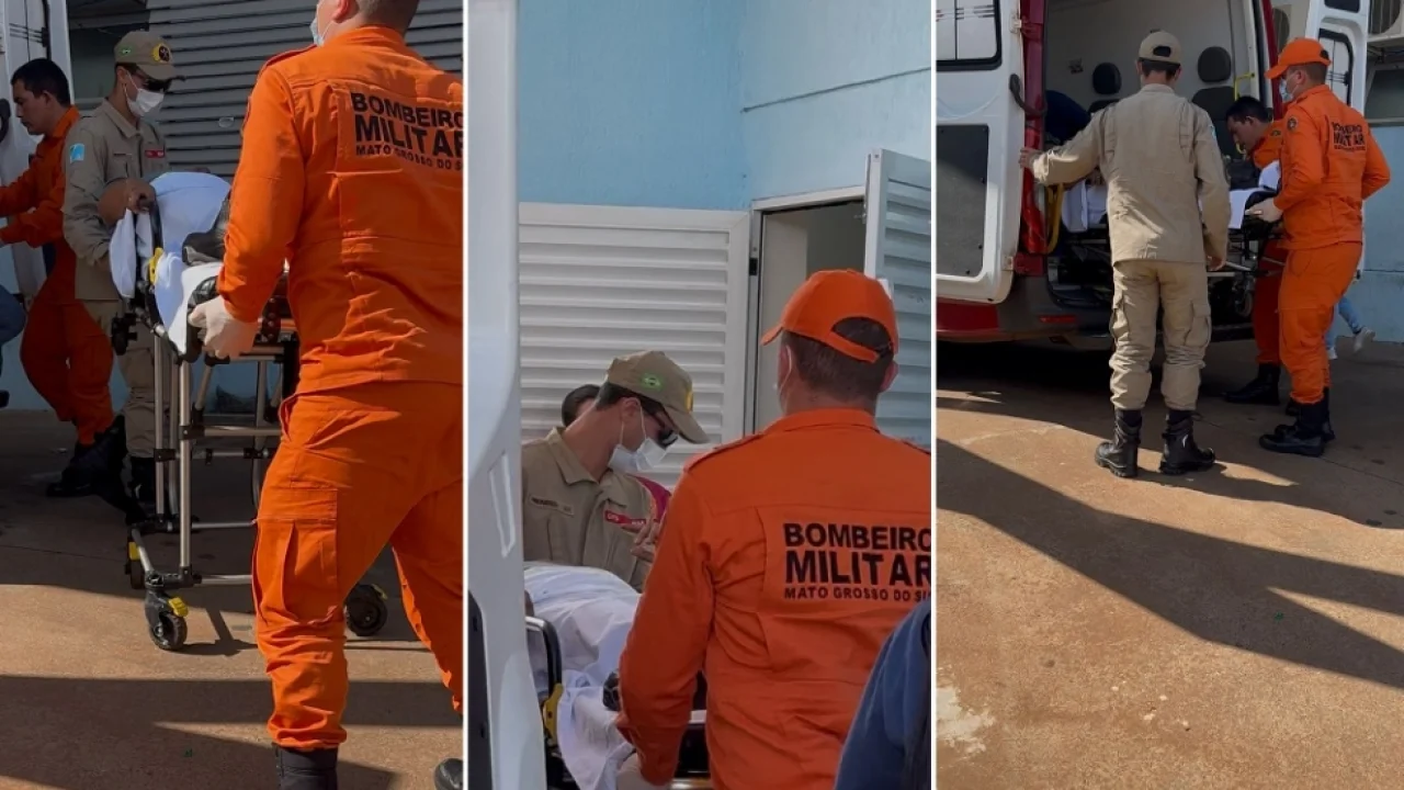 Homem foi socorrido pelo Corpo de Bombeiros. — Foto: Homem foi socorrido pelo Co