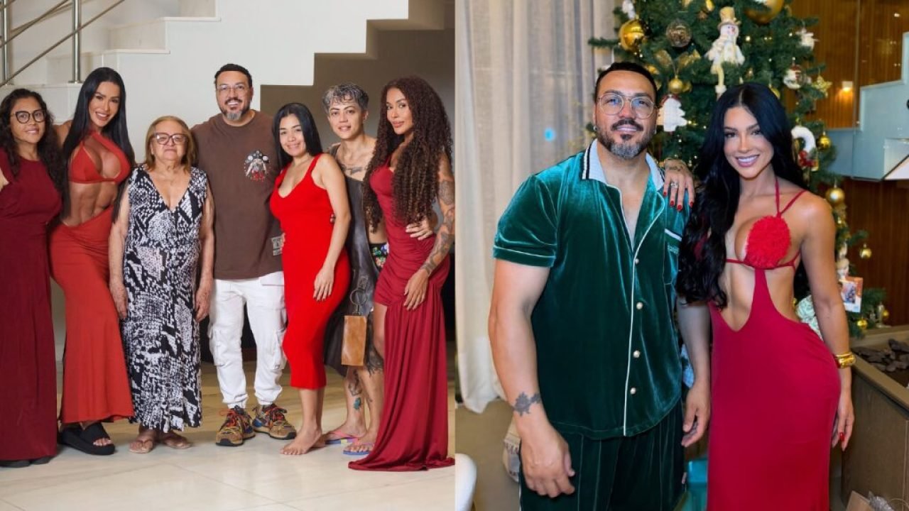 Belo visita Gracyanne e passa Natal com namorada