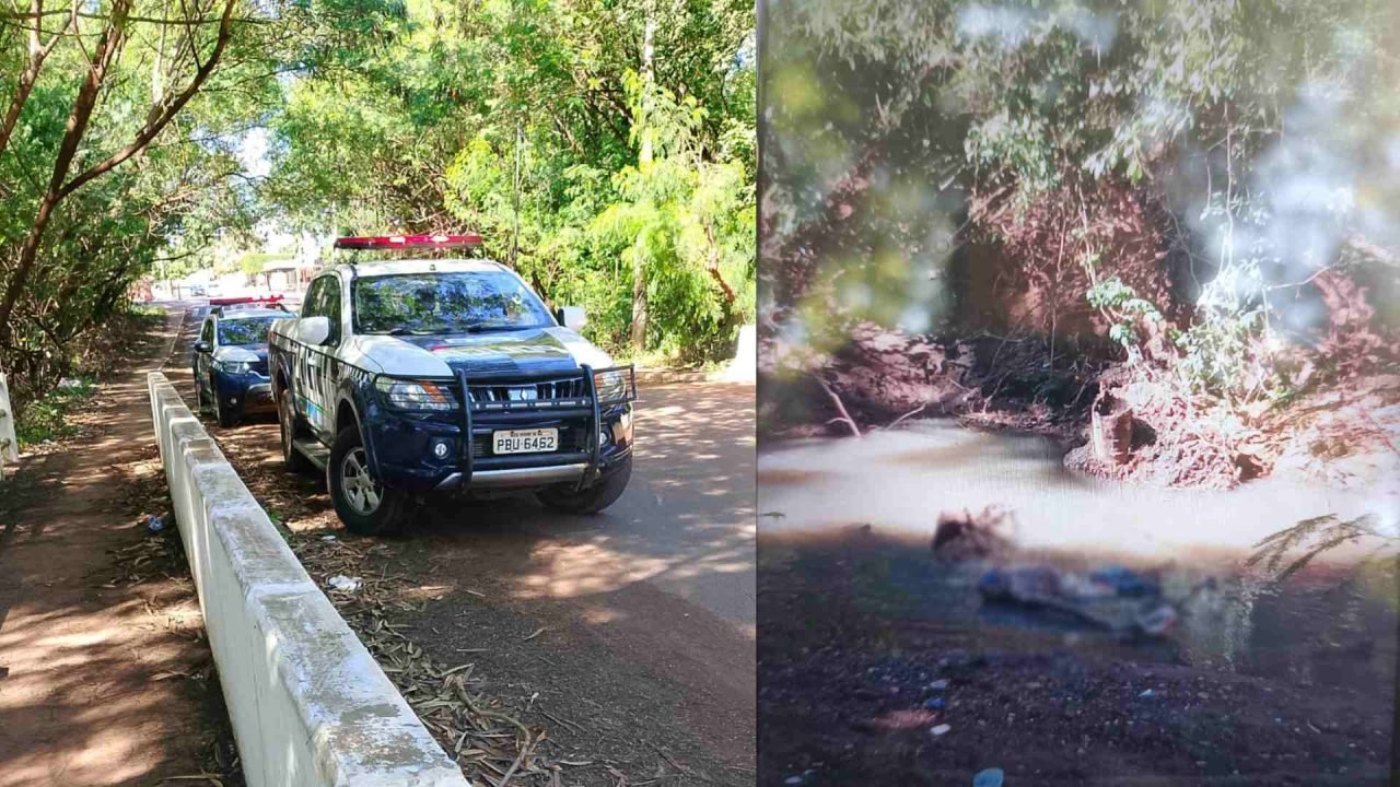 Achado de cadáver em córrego de Campo Grande. — Foto: Achado de cadáver em córre
