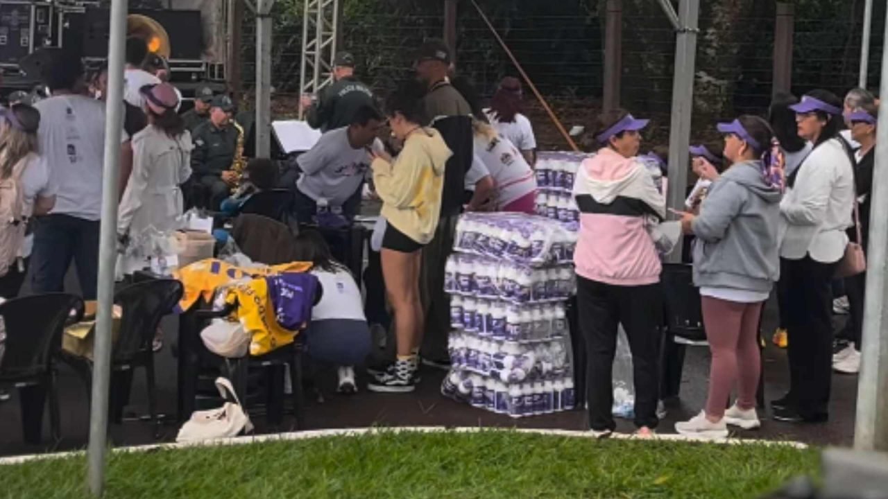 Caminhada reuniu participantes no Parque dos Poderes. — Foto: Caminhada reuniu p