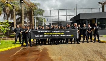 Foto: Policiais penais em Campo Grande apoiam a mobilização nacional. (Foto: Div