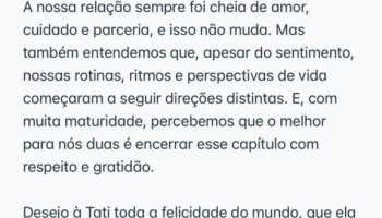 Lauana Prado anuncia término do noivado com Tati Dias