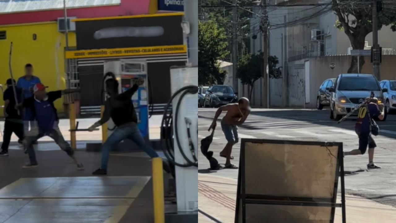 Briga terminou com um dos envolvidos imobilizado pelo Corpo de Bombeiros. — Foto