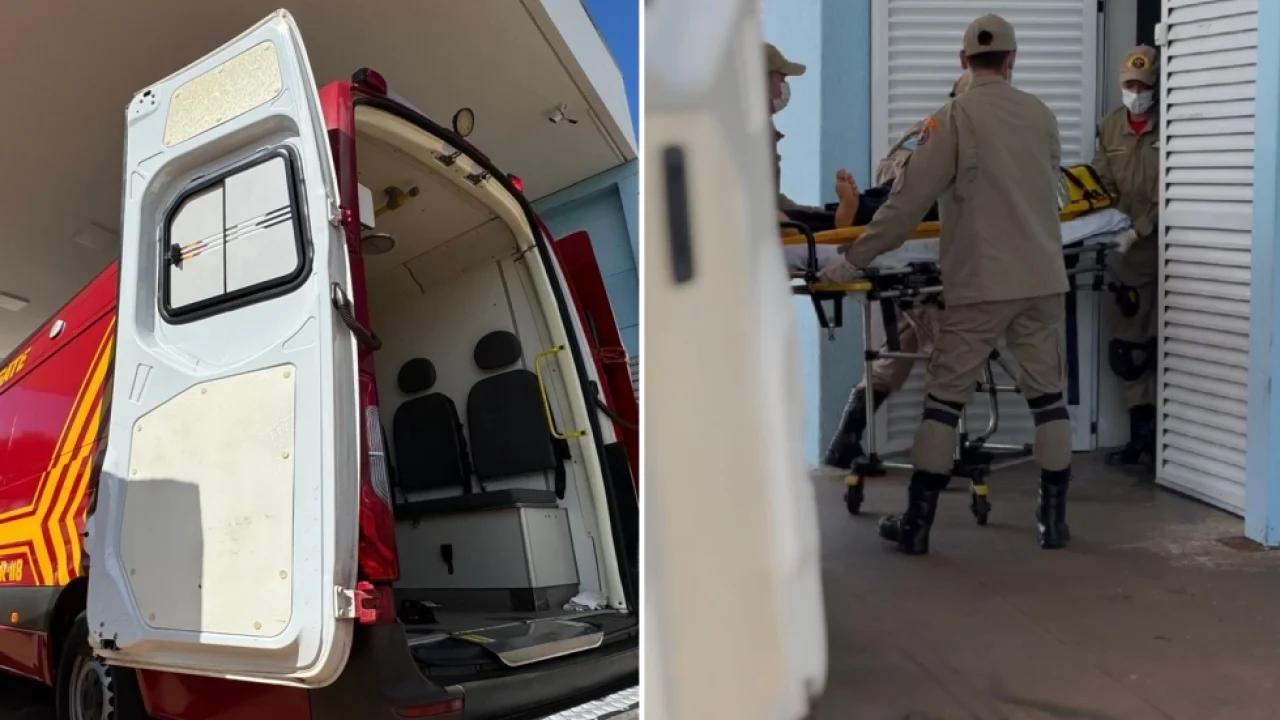 Vítima sendo encaminhada ao pronto-socorro do Hospital Regional - Foto: Jornal d