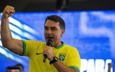 Foto: Senador Flávio Bolsonaro (PL-RJ) durante lançamento da pré-candidatura de
