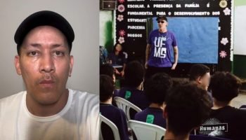Foto: Rapper fez palestra em escola. (Reprodução, Instagram)