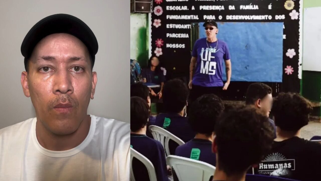 Foto: Rapper fez palestra em escola. (Reprodução, Instagram)