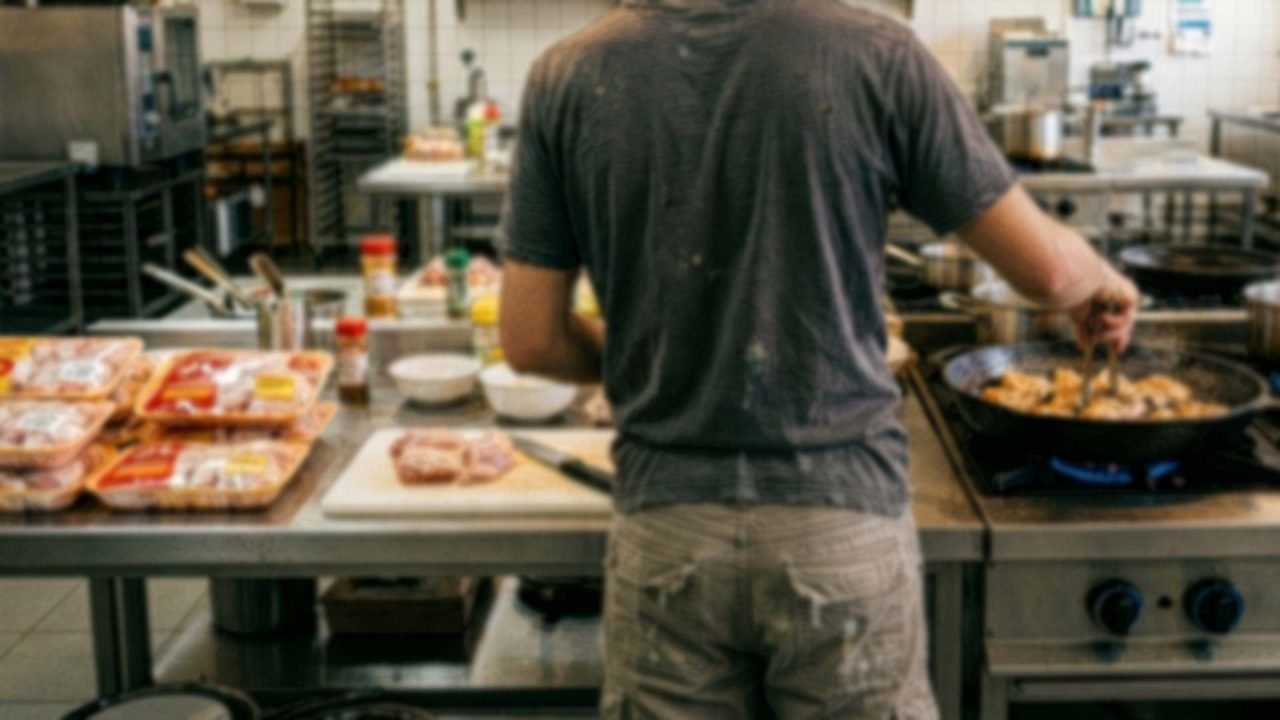 Rapaz usou utensílios e frango para preparar refeição na escola — Foto: Rapaz us