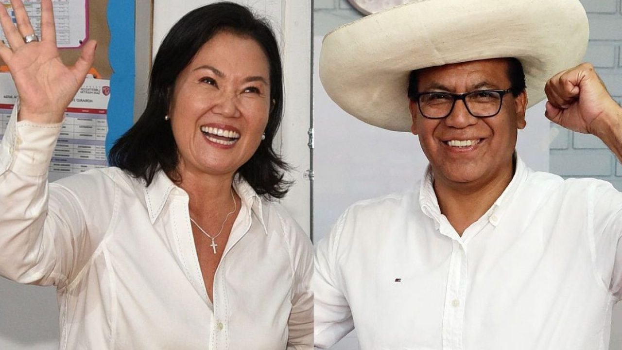 Keiko Fujimori e Roberto Sánchez, candidatos à Presidência do Peru — Foto: Keiko