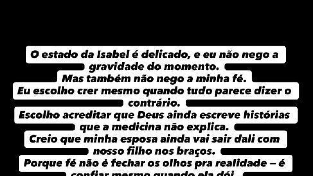 Marido de Isabel Veloso fala sobre gravidade do quadro