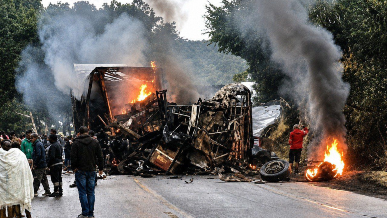 Segundo a PRF, não houve mortes entre os ocupantes da carreta. — Foto: Segundo a