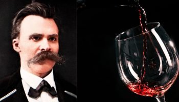 O filósofo Friedrich Nietzsche e uma taça de vinho. — Foto: O filósofo Friedrich
