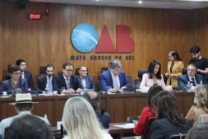 Sessão está sendo realizada no plenário da OAB-MS. — Foto: Sessão está sendo rea